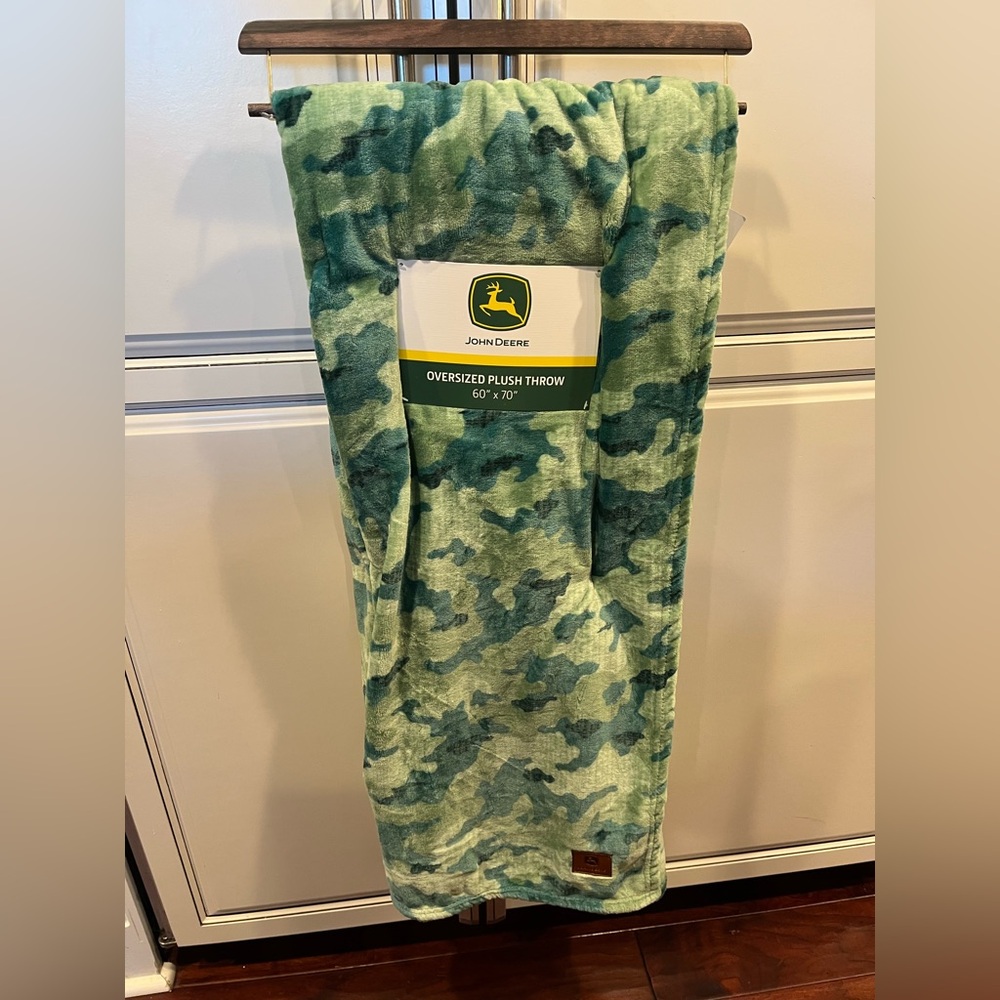 John Deere Green Camouflage Plush Throw Blanket
